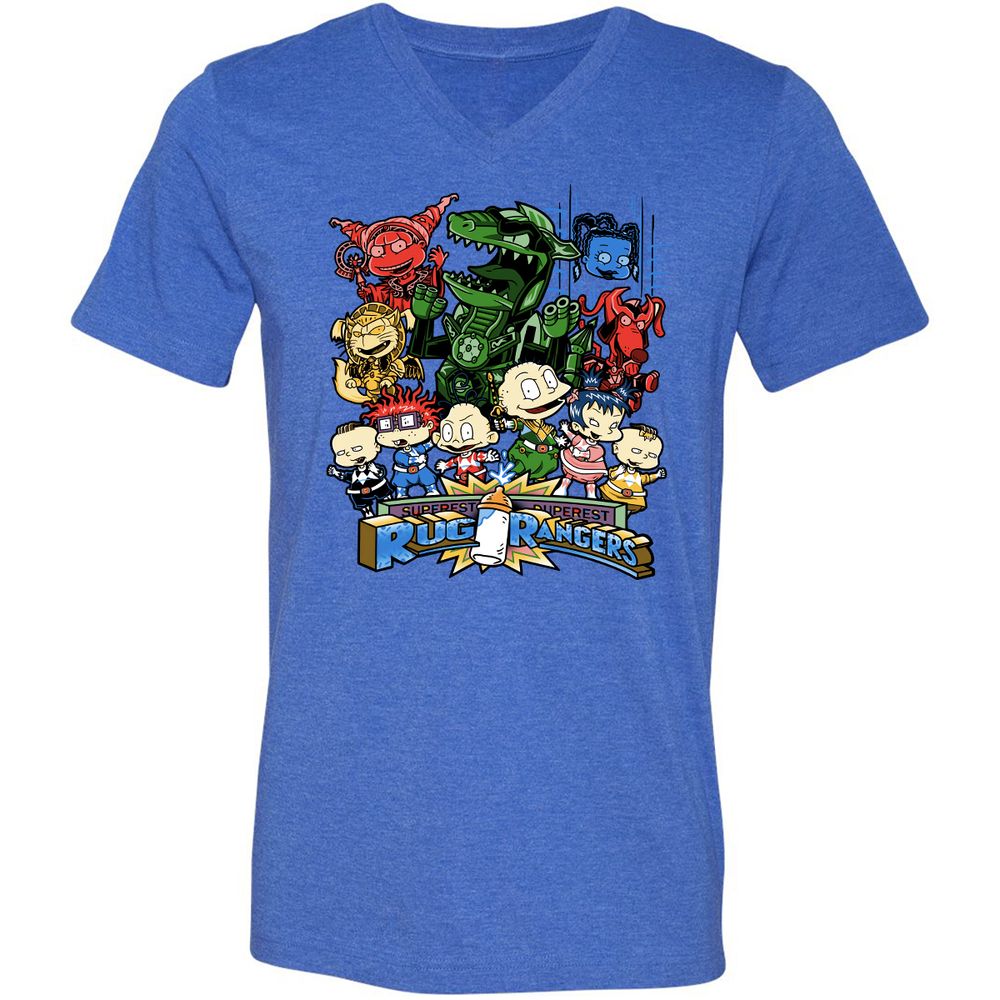 Unisex V-Neck T-Shirt - XFUJG6YF - Heather True Royal - 14
