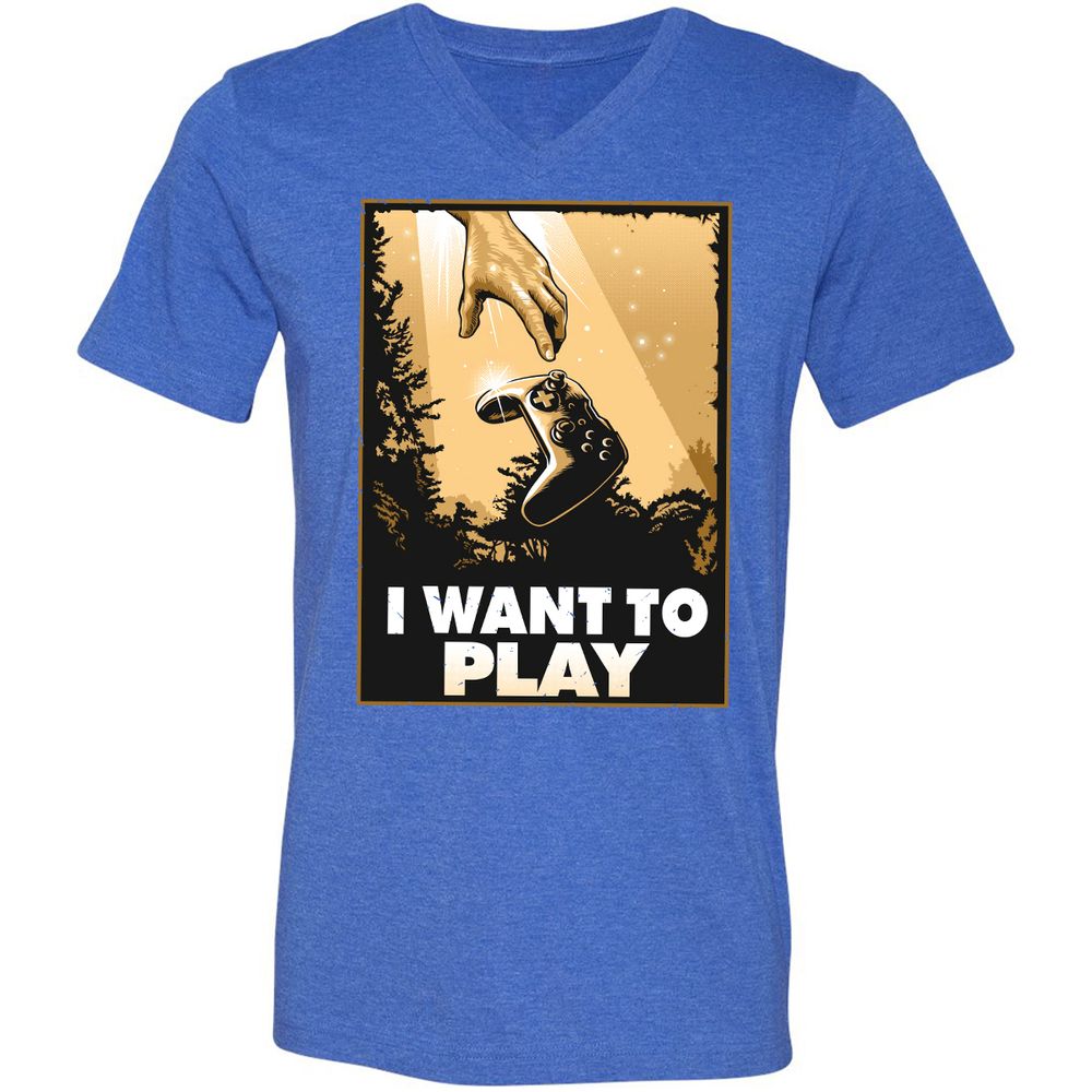 Unisex V-Neck T-Shirt - MPCLFU3J - Heather True Royal - 14