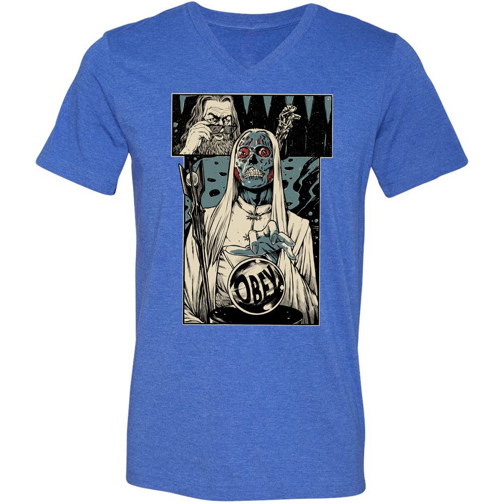 Unisex V-Neck T-Shirt - 51F7Z5GG - Heather True Royal - 14