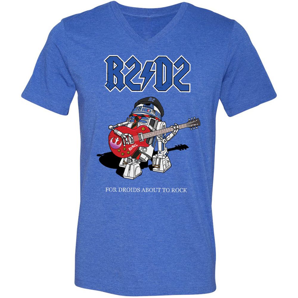 Unisex V-Neck T-Shirt - R6AH9U7V - Heather True Royal - 14