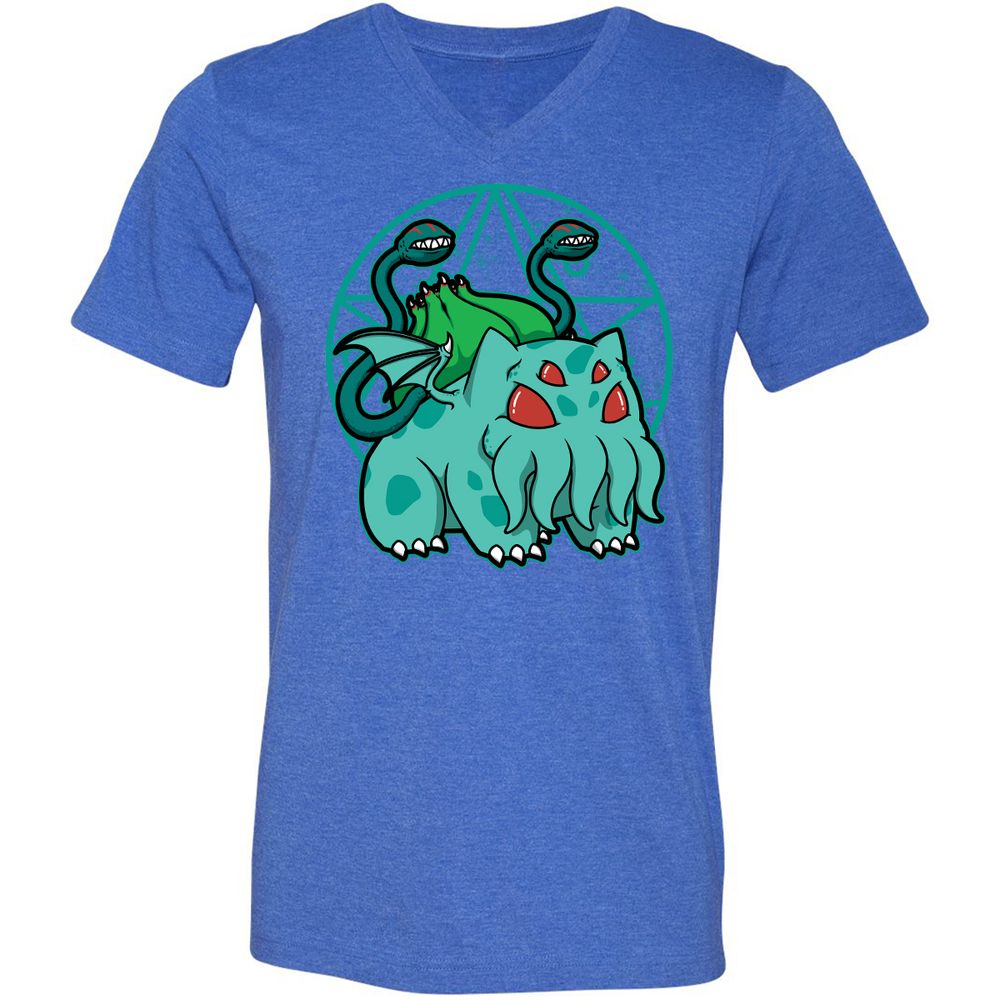 Unisex V-Neck T-Shirt - 6FF8DKNE - Heather True Royal - 14