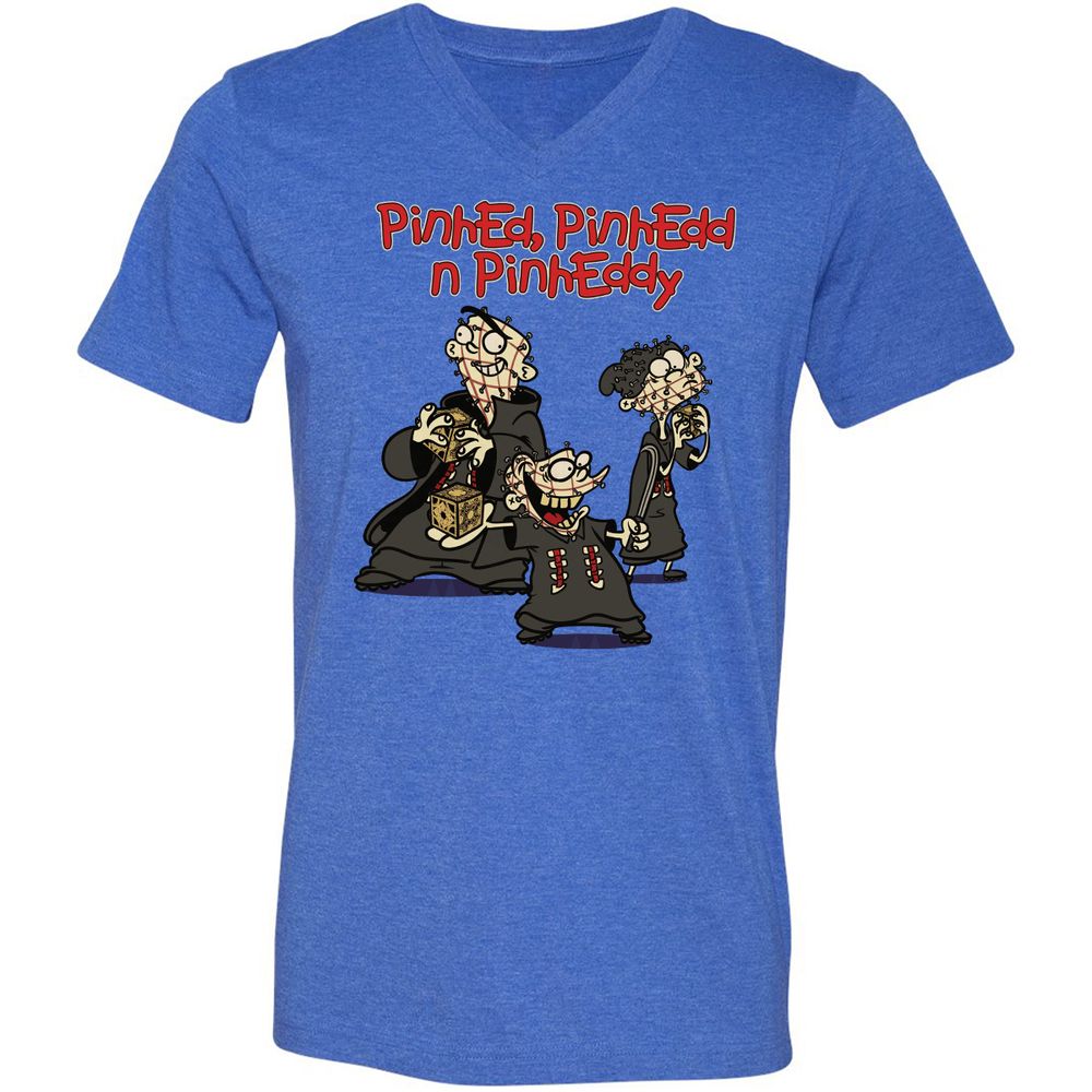 Unisex V-Neck T-Shirt - GQH7D6PE - Heather True Royal - 14