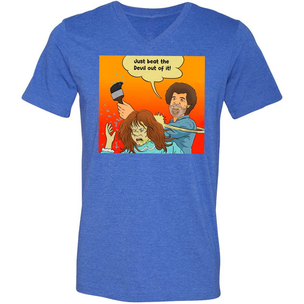 Unisex V-Neck T-Shirt - 6QLGRX9D - Heather True Royal - 14