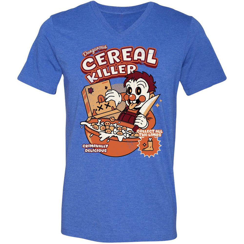 Unisex V-Neck T-Shirt - 7K6KNX7Q - Heather True Royal - 14