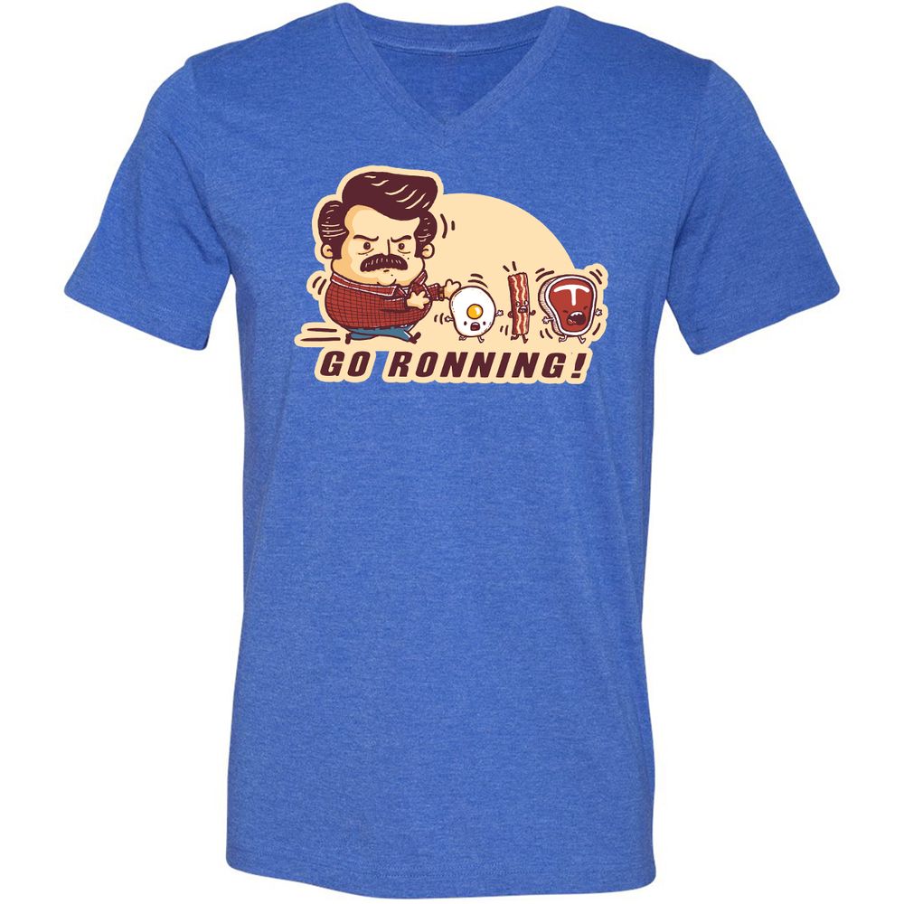 Unisex V-Neck T-Shirt - 47TZFM8T - Heather True Royal - 14