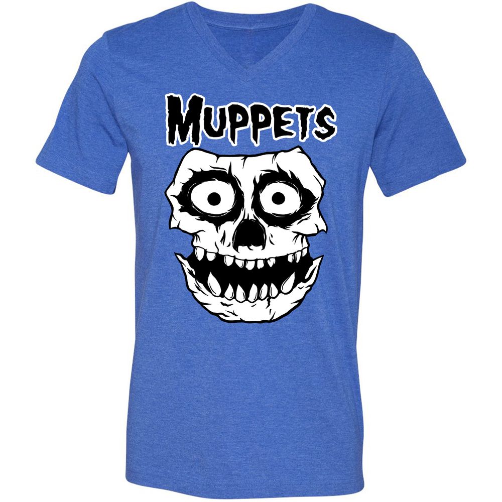 Unisex V-Neck T-Shirt - DCQUZY1C - Heather True Royal - 14