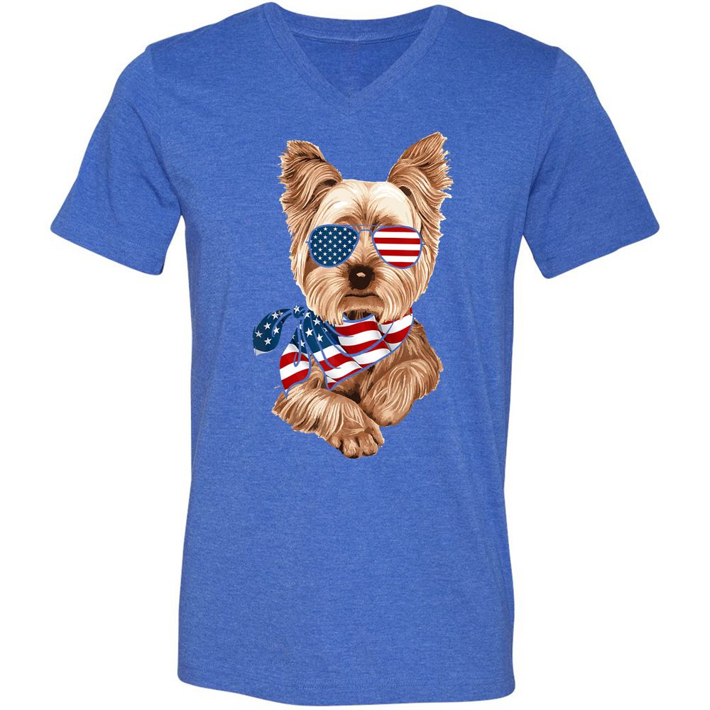 Unisex V-Neck T-Shirt - P48T3JDN - Heather True Royal - 14
