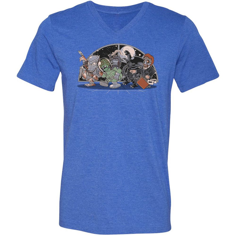 Unisex V-Neck T-Shirt - 8N4DM9Y6 - Heather True Royal - 14