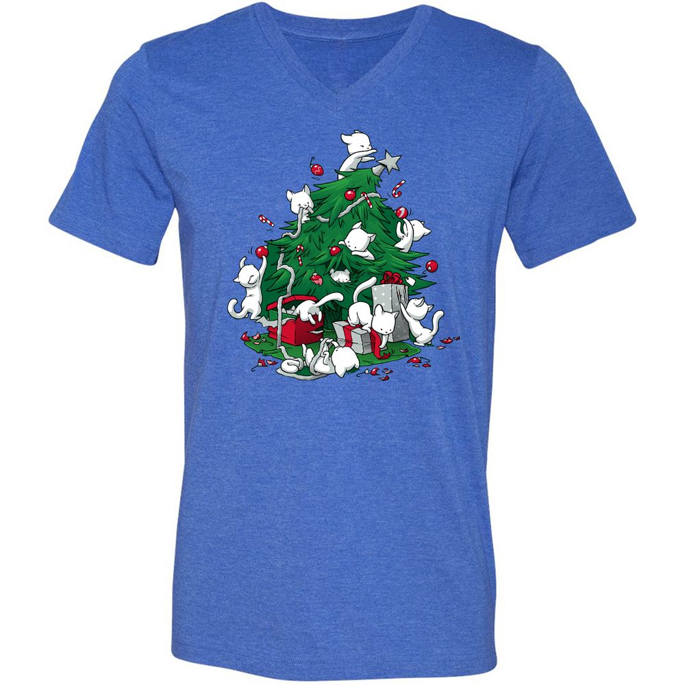 Unisex V-Neck T-Shirt - QZ5ZDD4R - Heather True Royal - 14