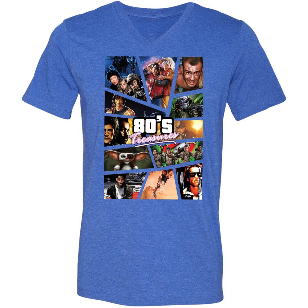 Unisex V-Neck T-Shirt - WQKB9N55 - Heather True Royal - 14