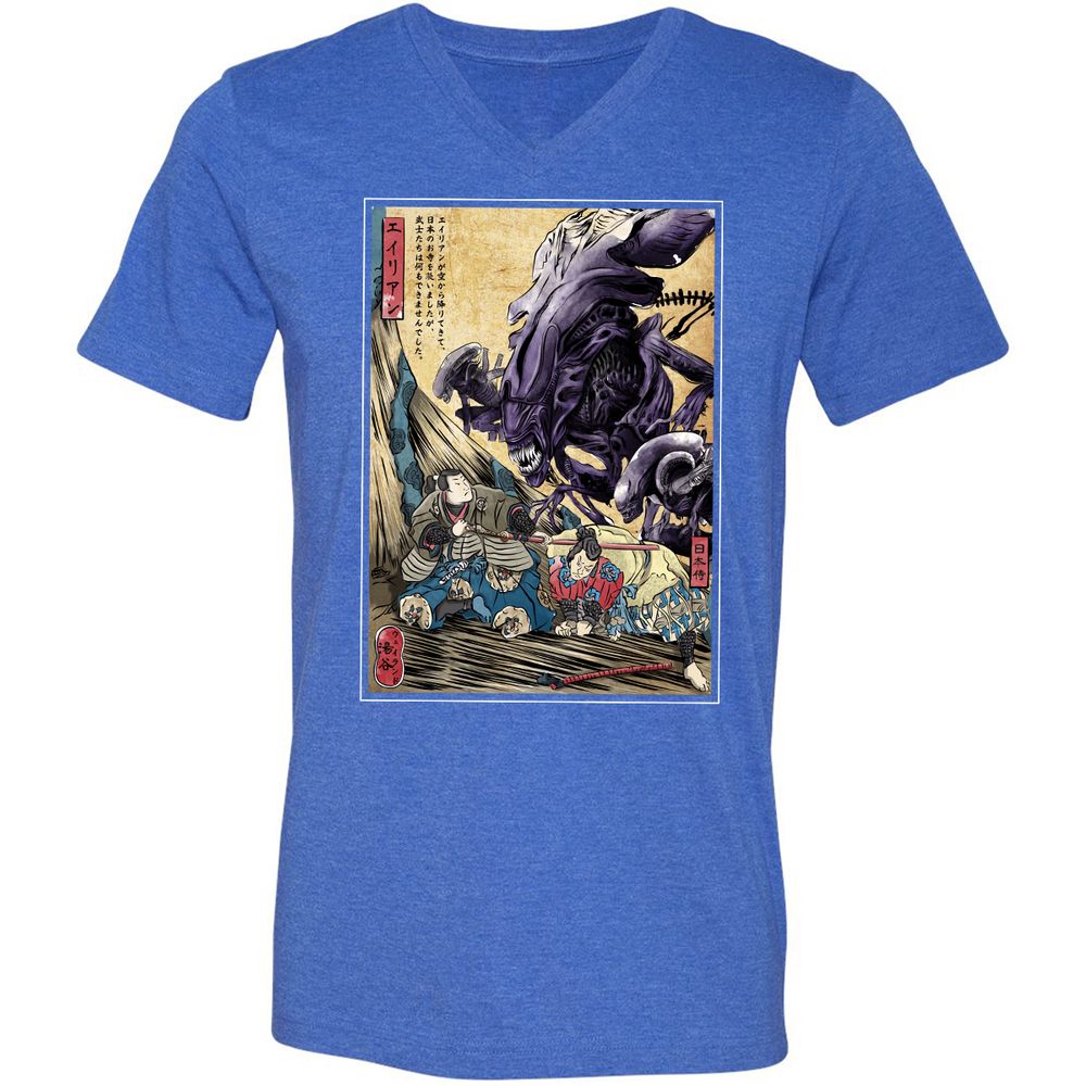 Unisex V-Neck T-Shirt - T66RFLWZ - Heather True Royal - 14