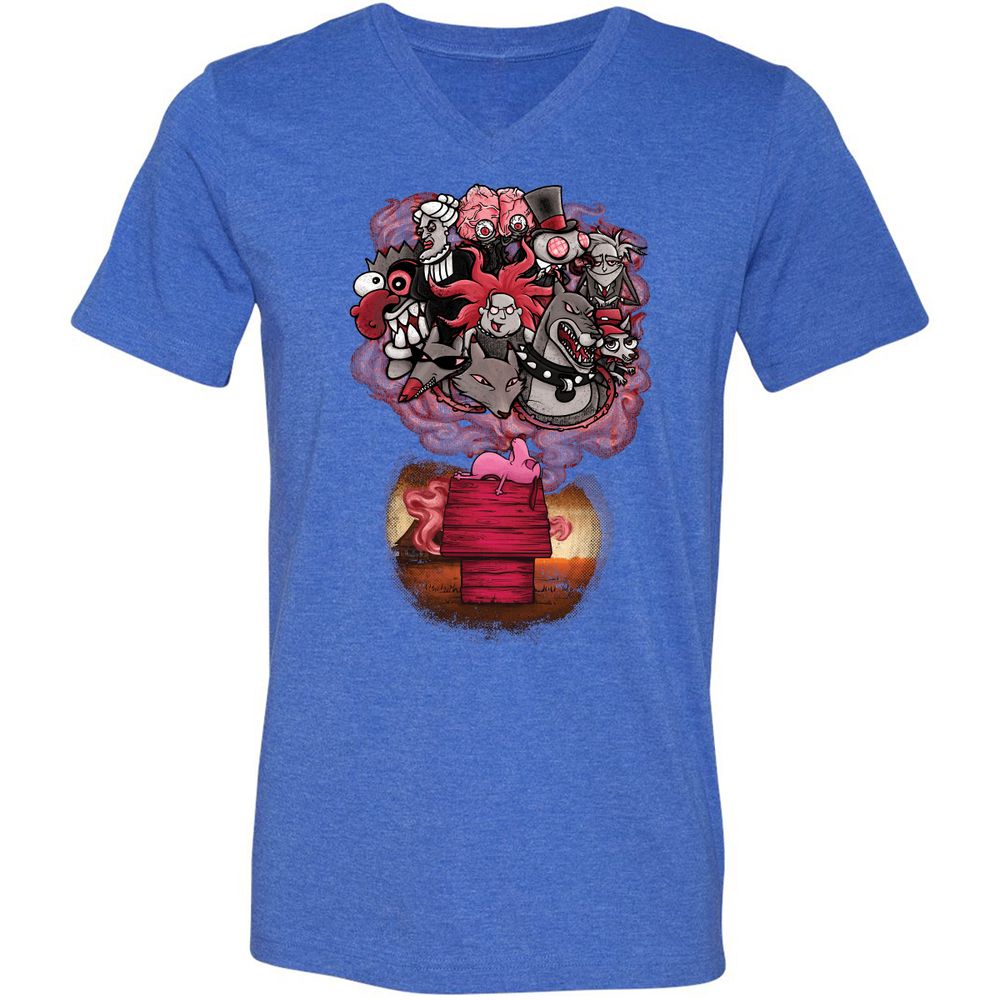 Unisex V-Neck T-Shirt - 7XVA3XHJ - Heather True Royal - 14