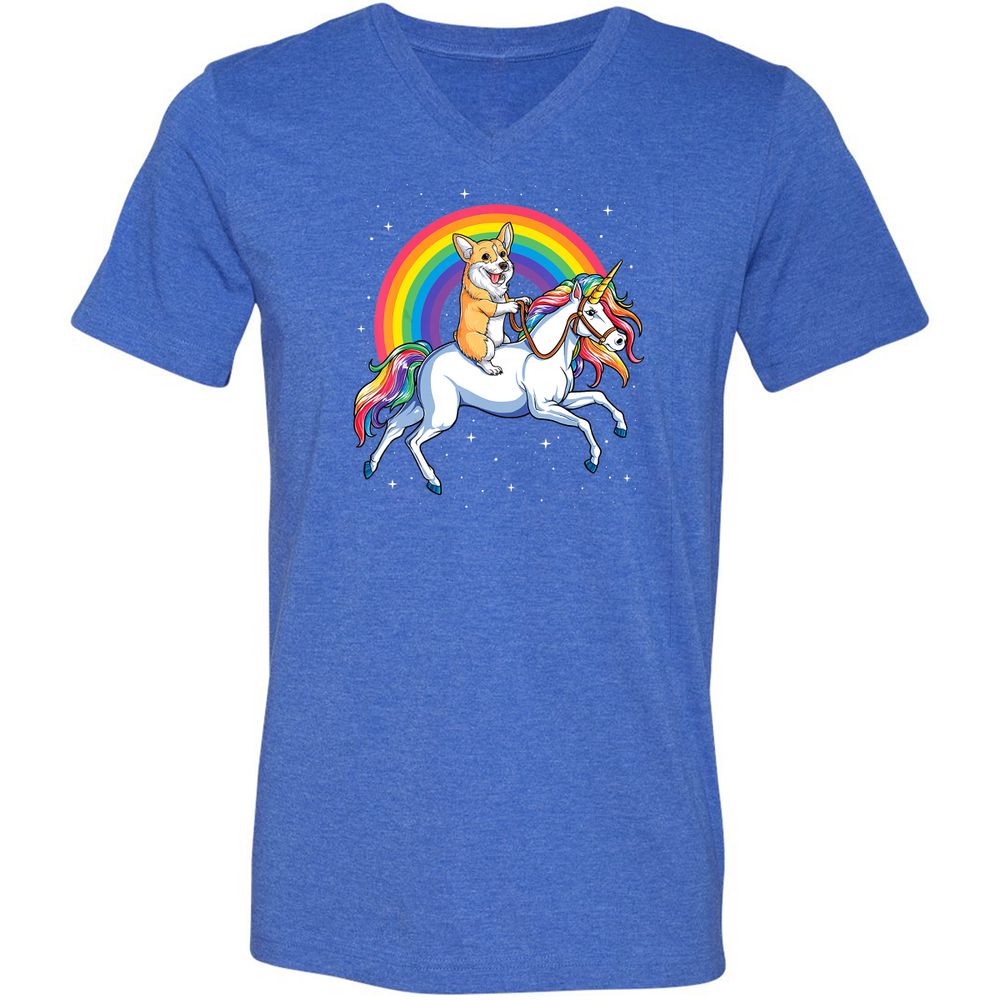 Unisex V-Neck T-Shirt - 8DJY7FKP - Heather True Royal - 14