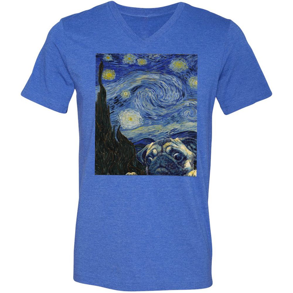 Unisex V-Neck T-Shirt - HJTLKY25 - Heather True Royal - 14