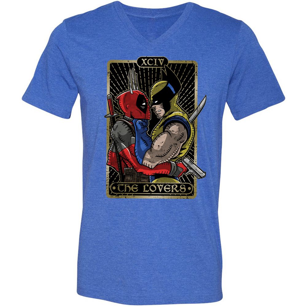 Unisex V-Neck T-Shirt - 7Q3JFNUZ - Heather True Royal - 14