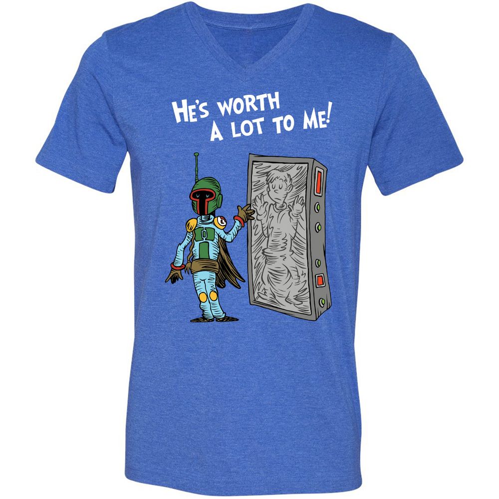 Unisex V-Neck T-Shirt - CXGAYZ3W - Heather True Royal - 14