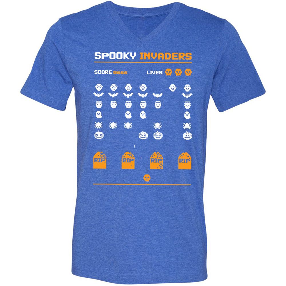 Unisex V-Neck T-Shirt - 2CGB2JJF - Heather True Royal - 14