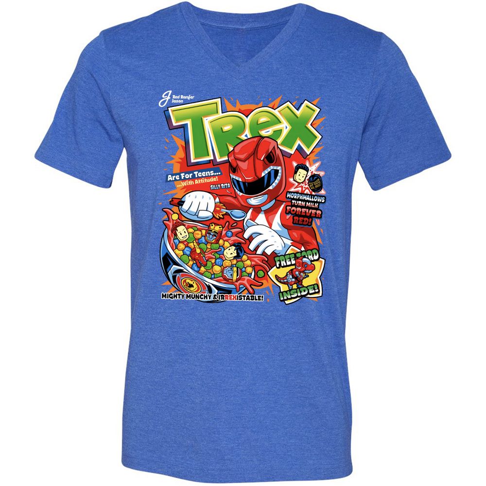 Unisex V-Neck T-Shirt - DKPFYQMS - Heather True Royal - 14
