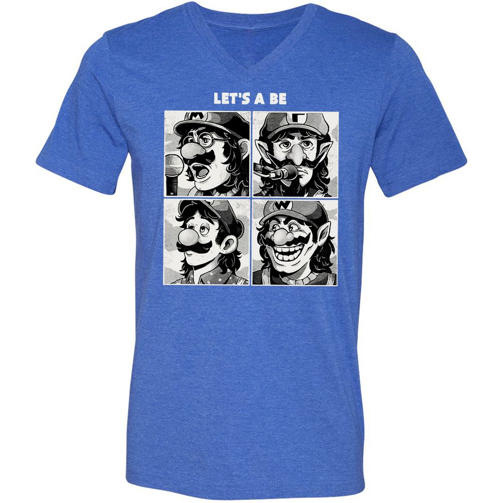 Unisex V-Neck T-Shirt - WH5C9F5V - Heather True Royal - 14