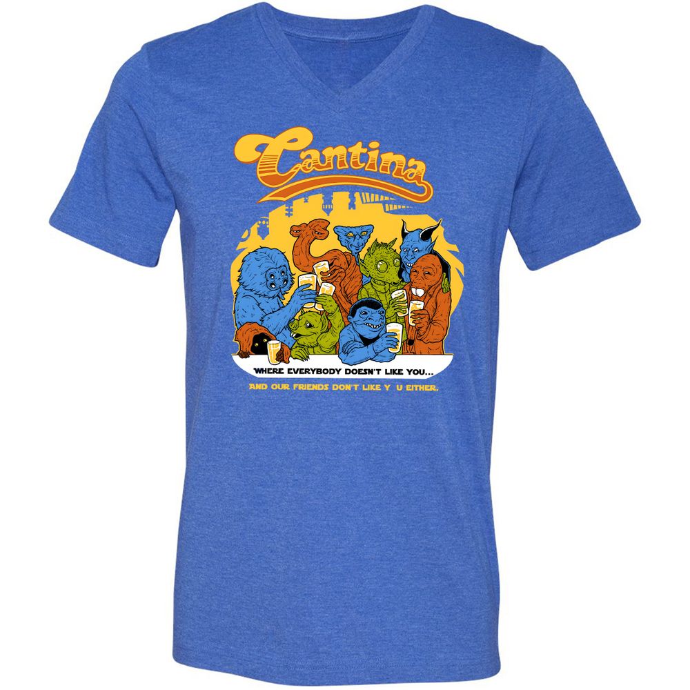 Unisex V-Neck T-Shirt - 1UCVQ2JX - Heather True Royal - 14