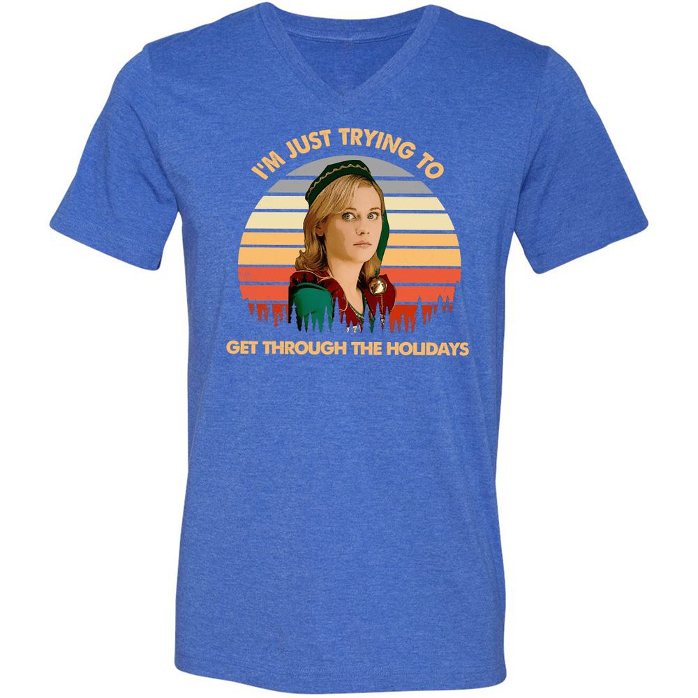 Unisex V-Neck T-Shirt - 12Y2E433 - Heather True Royal - 14