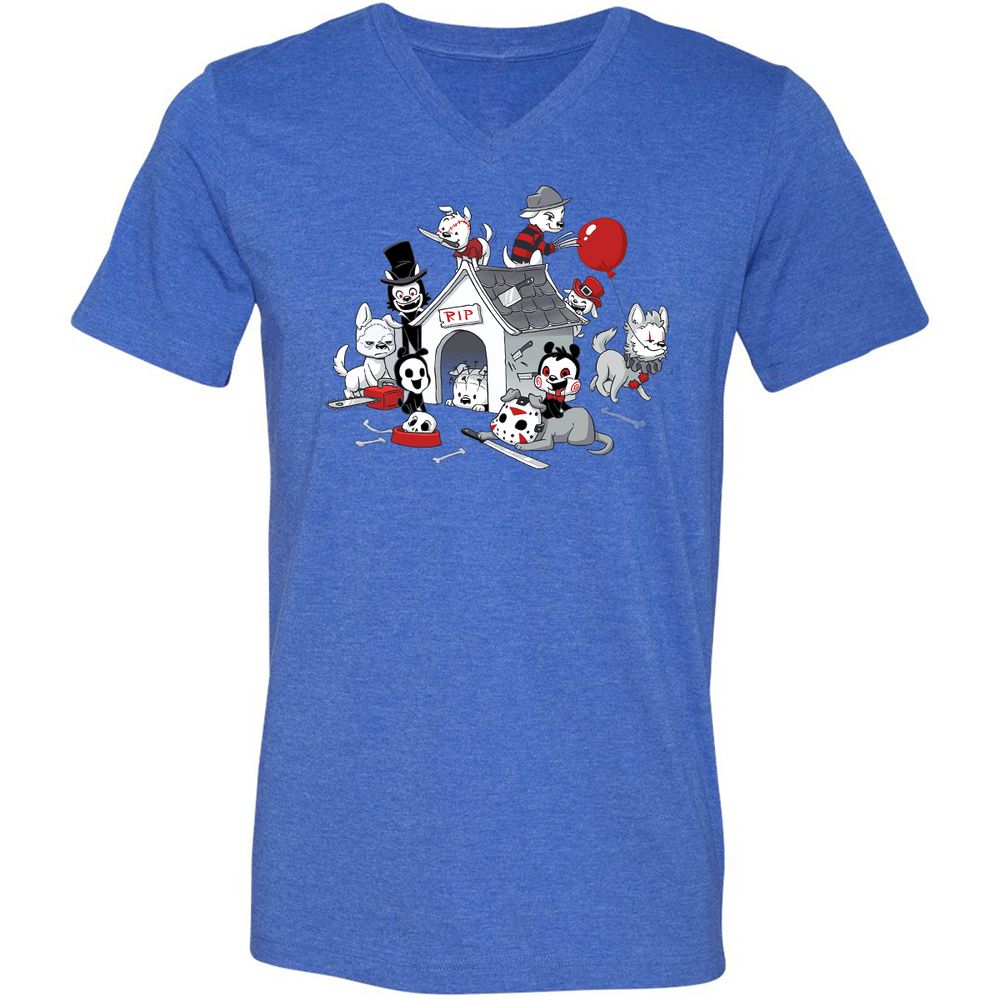 Unisex V-Neck T-Shirt - FHNJ9RKM - Heather True Royal - 14