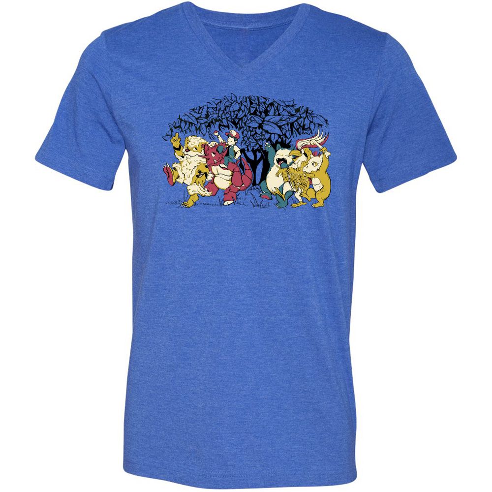 Unisex V-Neck T-Shirt - NZB1VPYZ - Heather True Royal - 14