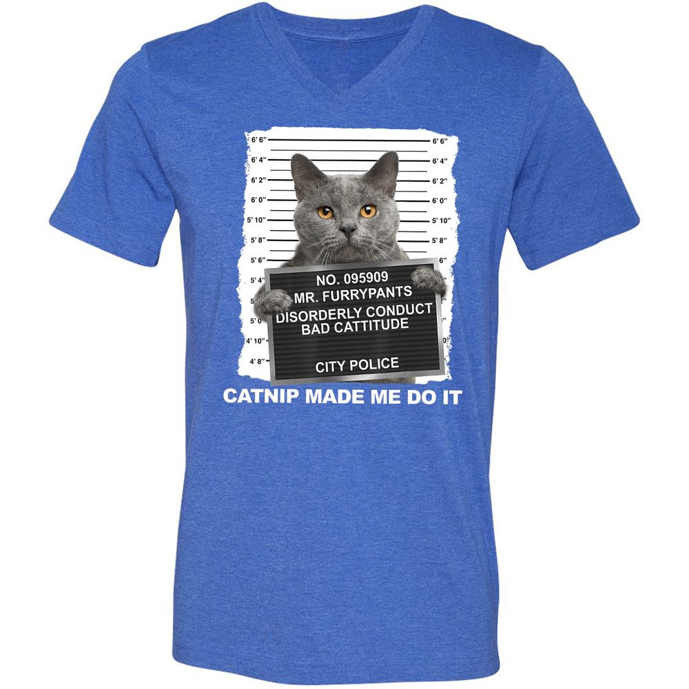 Unisex V-Neck T-Shirt - XZKU45LK - Heather True Royal - 14