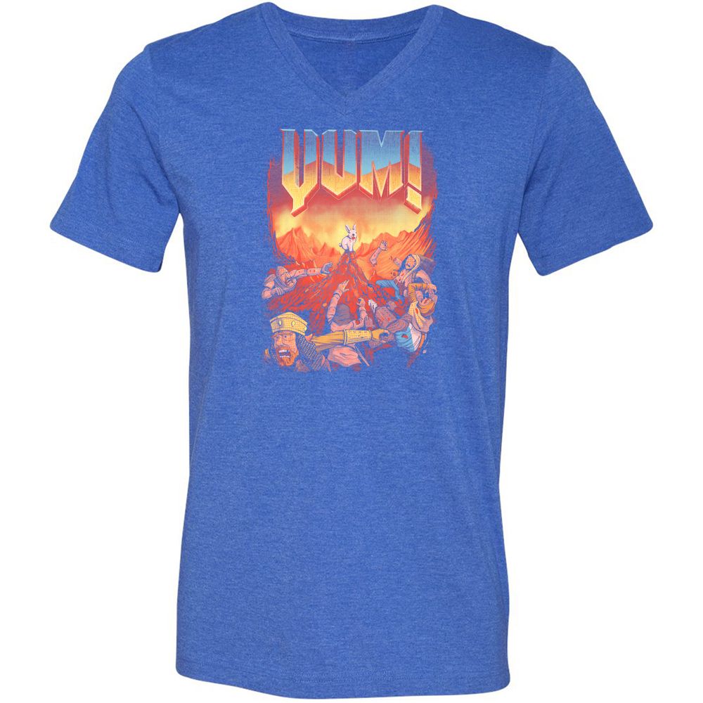 Unisex V-Neck T-Shirt - G9UGDK9P - Heather True Royal - 14