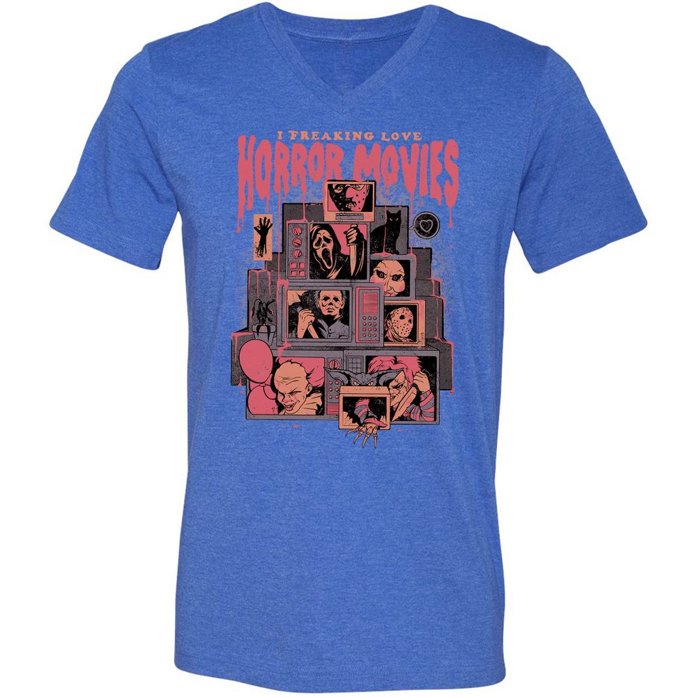 Unisex V-Neck T-Shirt - FFGGDW45 - Heather True Royal - 14