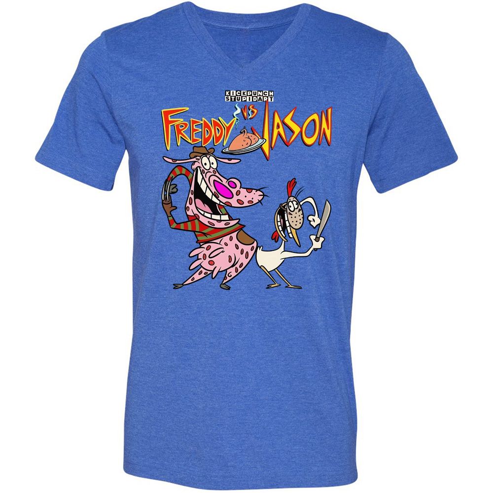 Unisex V-Neck T-Shirt - 1PNYXVFX - Heather True Royal - 14