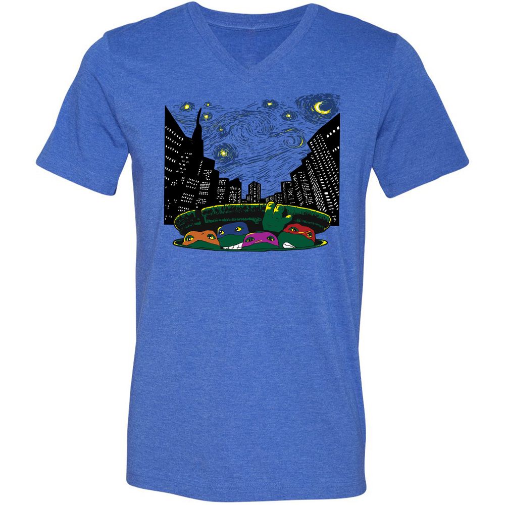 Unisex V-Neck T-Shirt - RBDQT7AU - Heather True Royal - 14