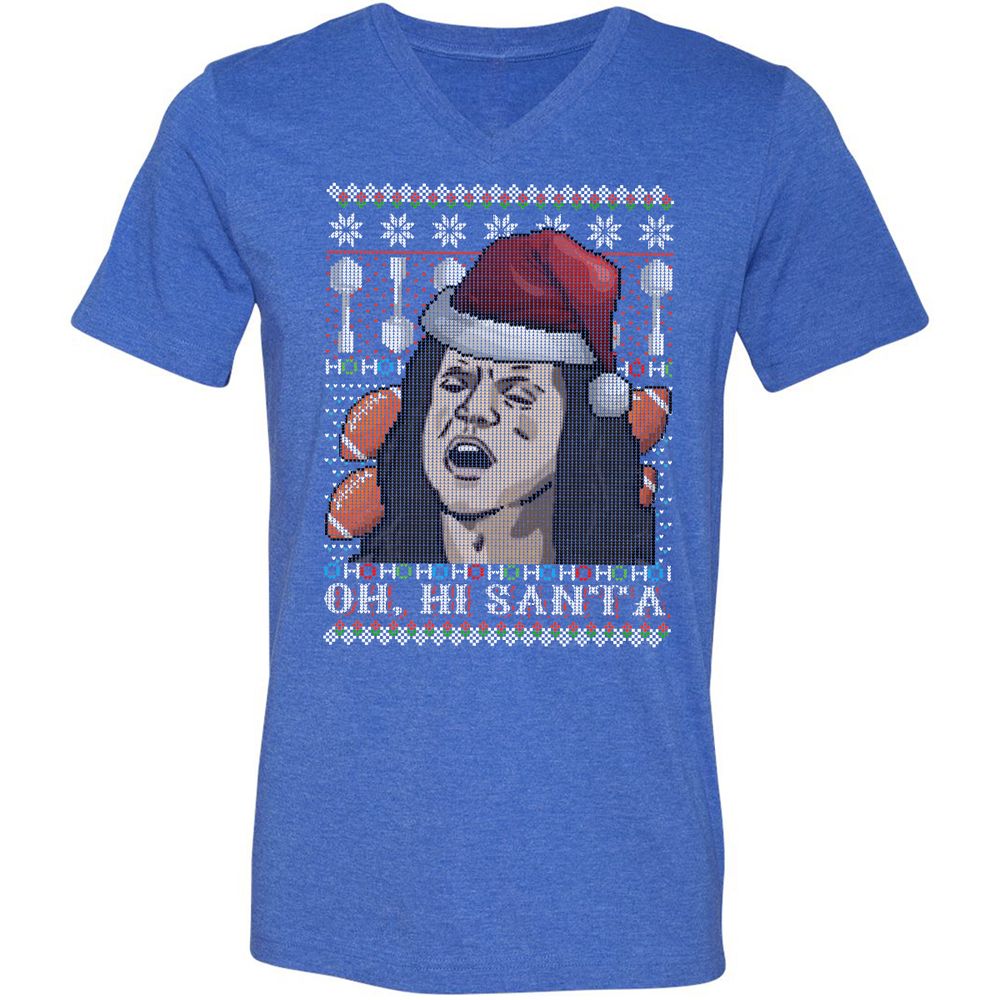 Unisex V-Neck T-Shirt - KSJQZP7V - Heather True Royal - 14