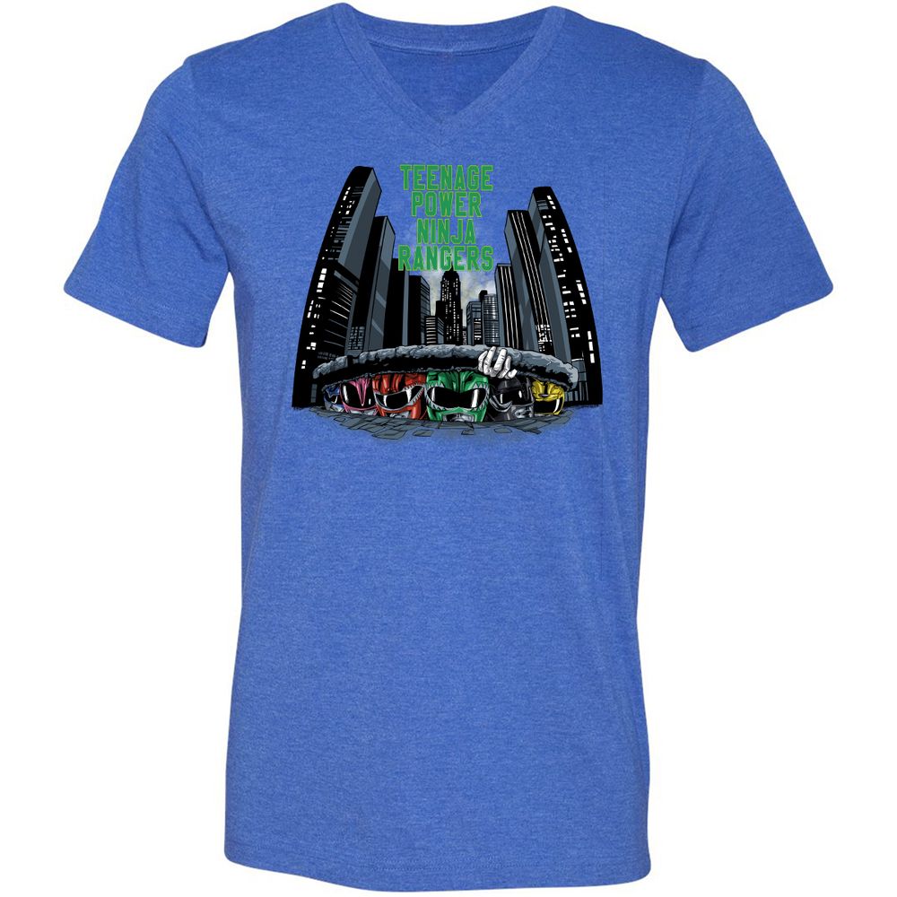 Unisex V-Neck T-Shirt - JHF82JBQ - Heather True Royal - 14
