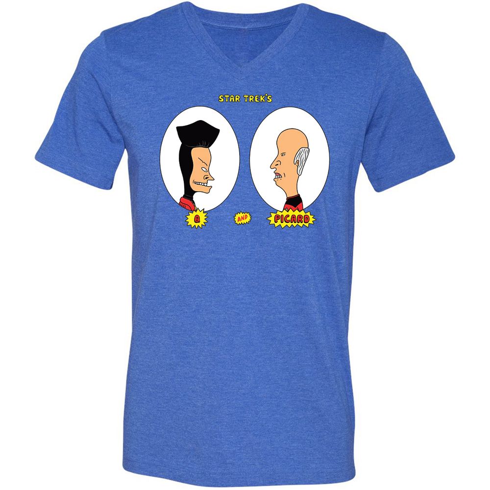 Unisex V-Neck T-Shirt - VGNDGKQP - Heather True Royal - 14