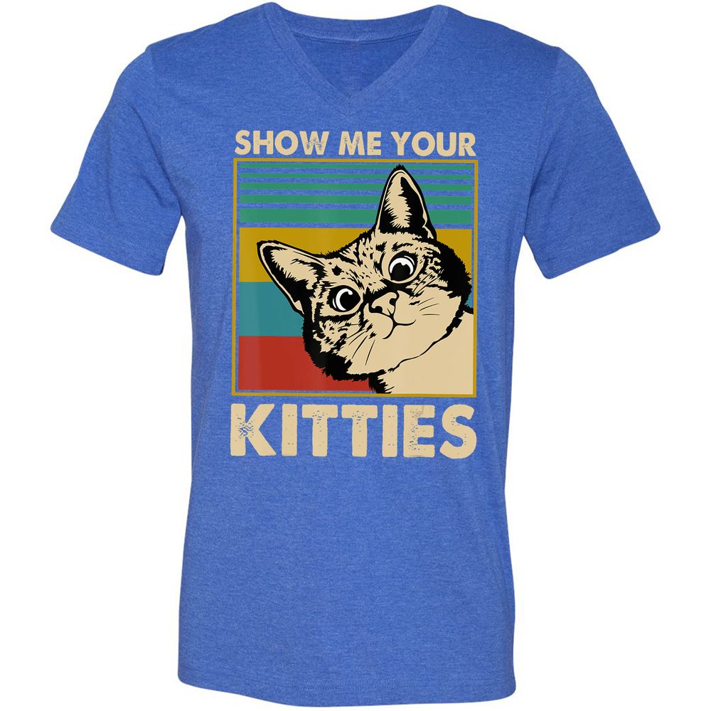 Unisex V-Neck T-Shirt - U6K3JDLX - Heather True Royal - 14