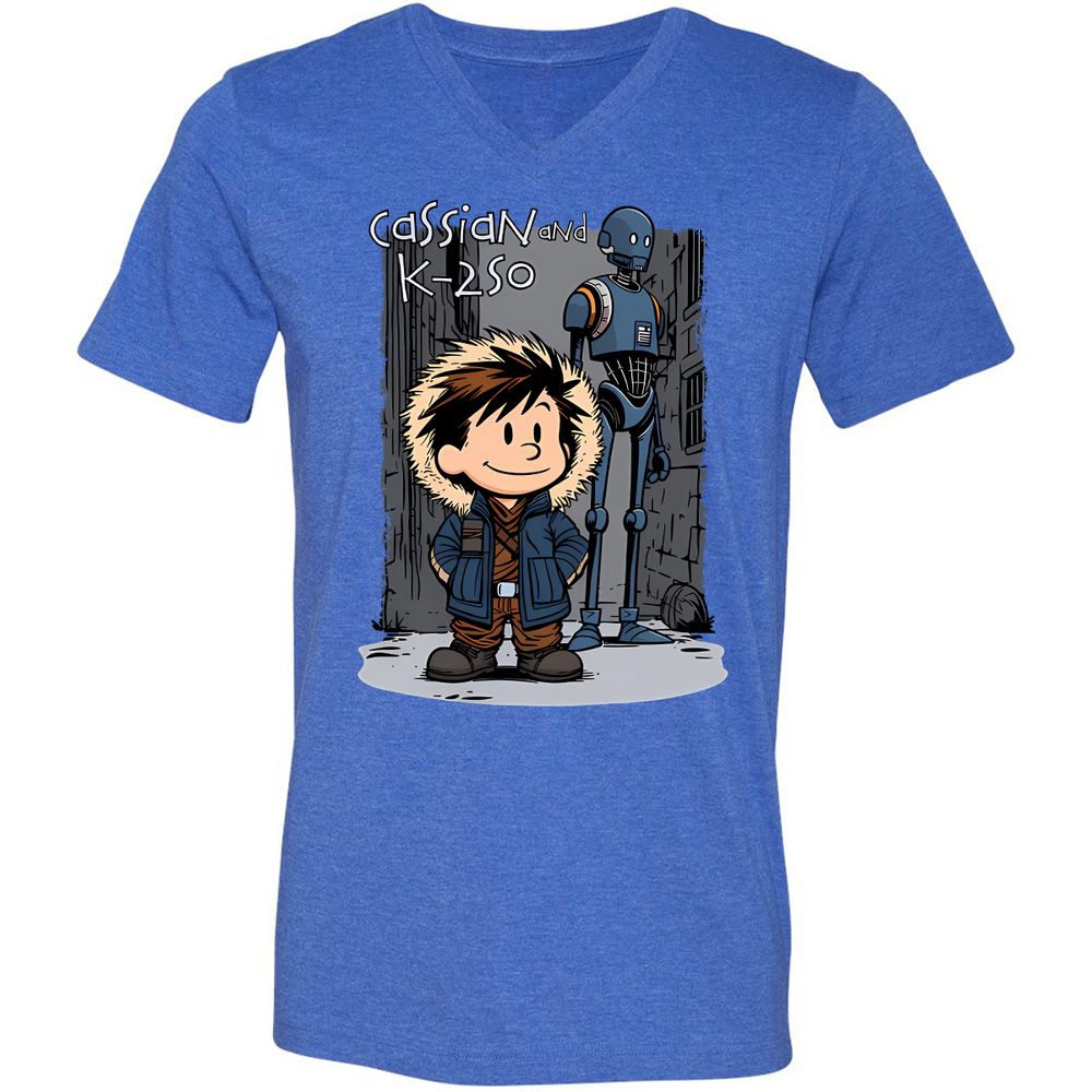 Unisex V-Neck T-Shirt - 7XF8XK8F - Heather True Royal - 14