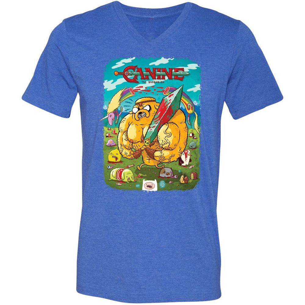 Unisex V-Neck T-Shirt - 4C6LXY9K - Heather True Royal - 14