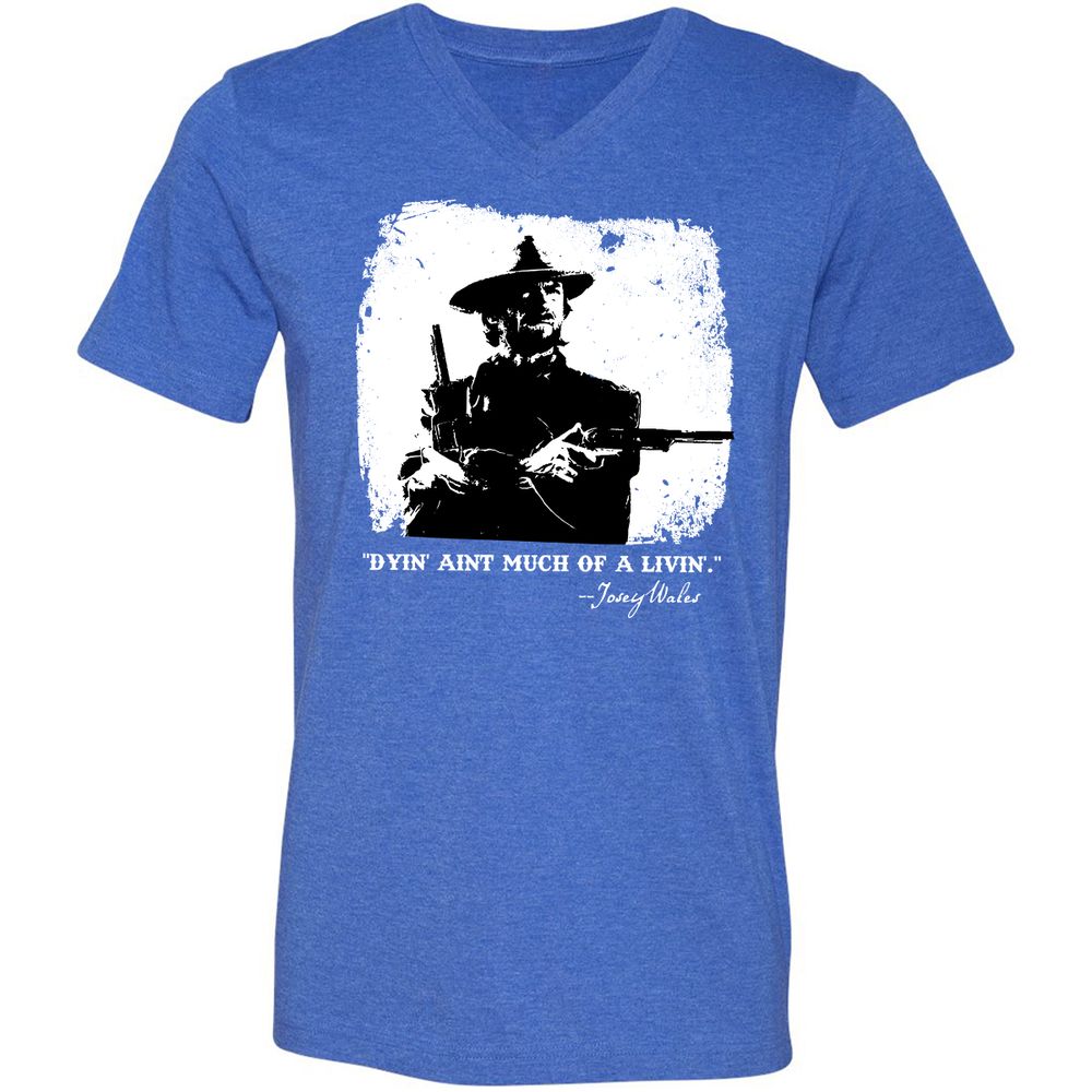 Unisex V-Neck T-Shirt - DACP7D2L - Heather True Royal - 14