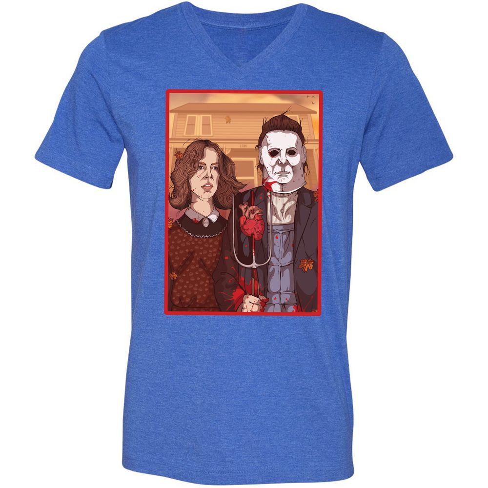 Unisex V-Neck T-Shirt - 6GFF19ZQ - Heather True Royal - 14