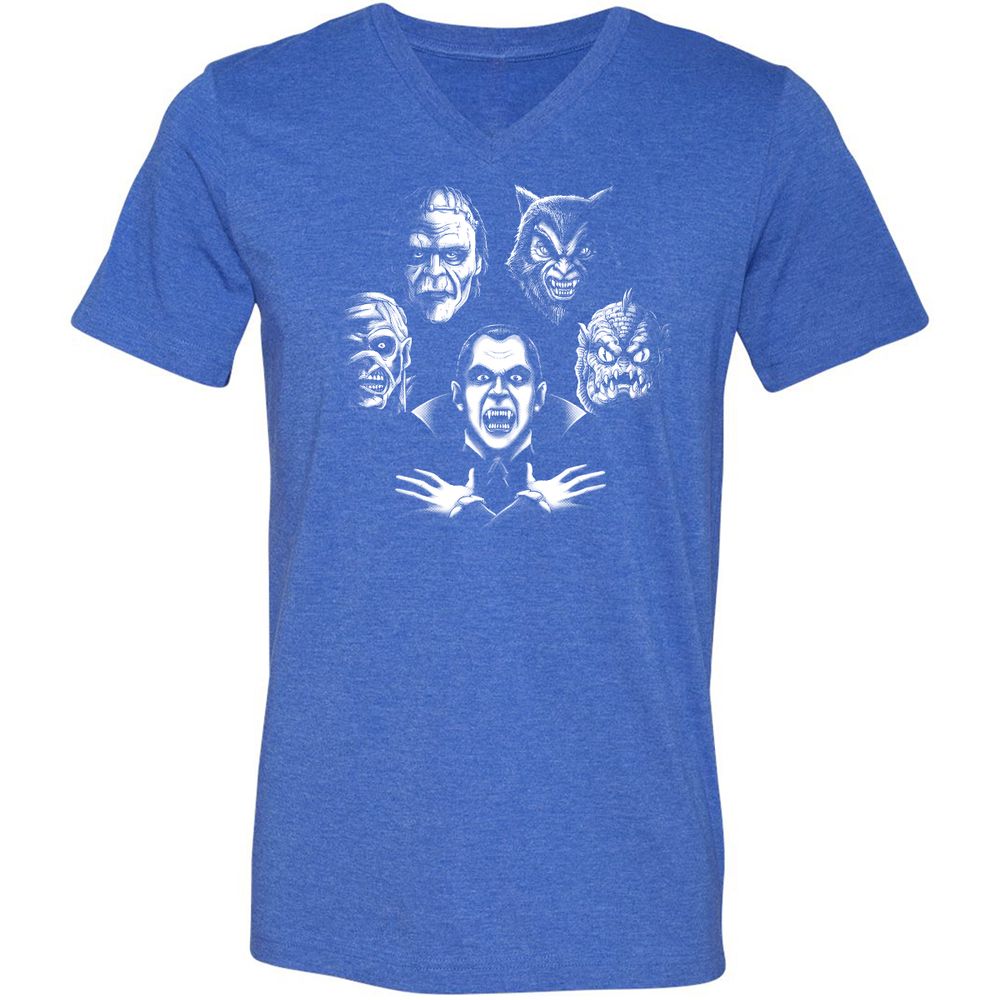 Unisex V-Neck T-Shirt - ZGGTQL7Q - Heather True Royal - 14