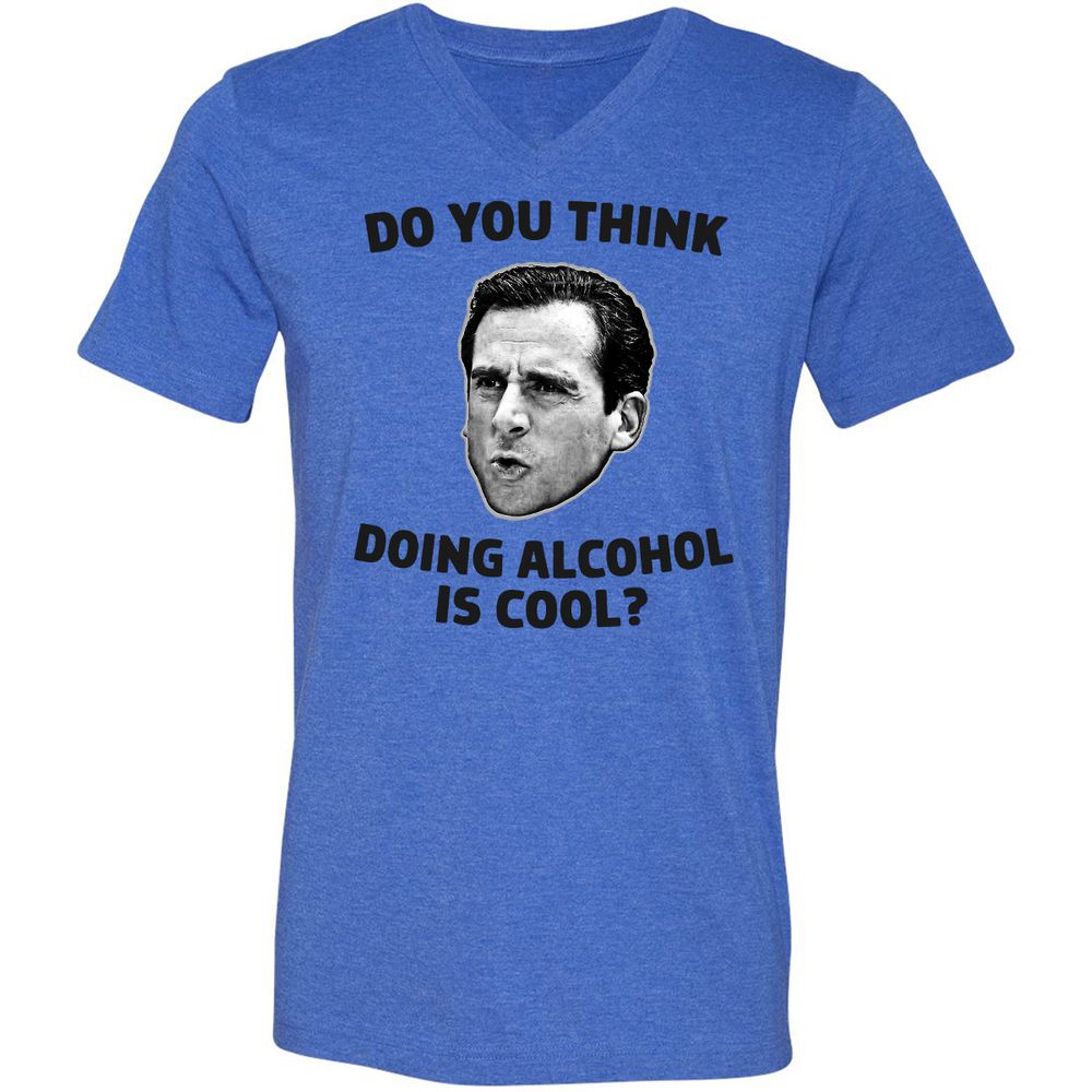 Unisex V-Neck T-Shirt - W64WGUKF - Heather True Royal - 14