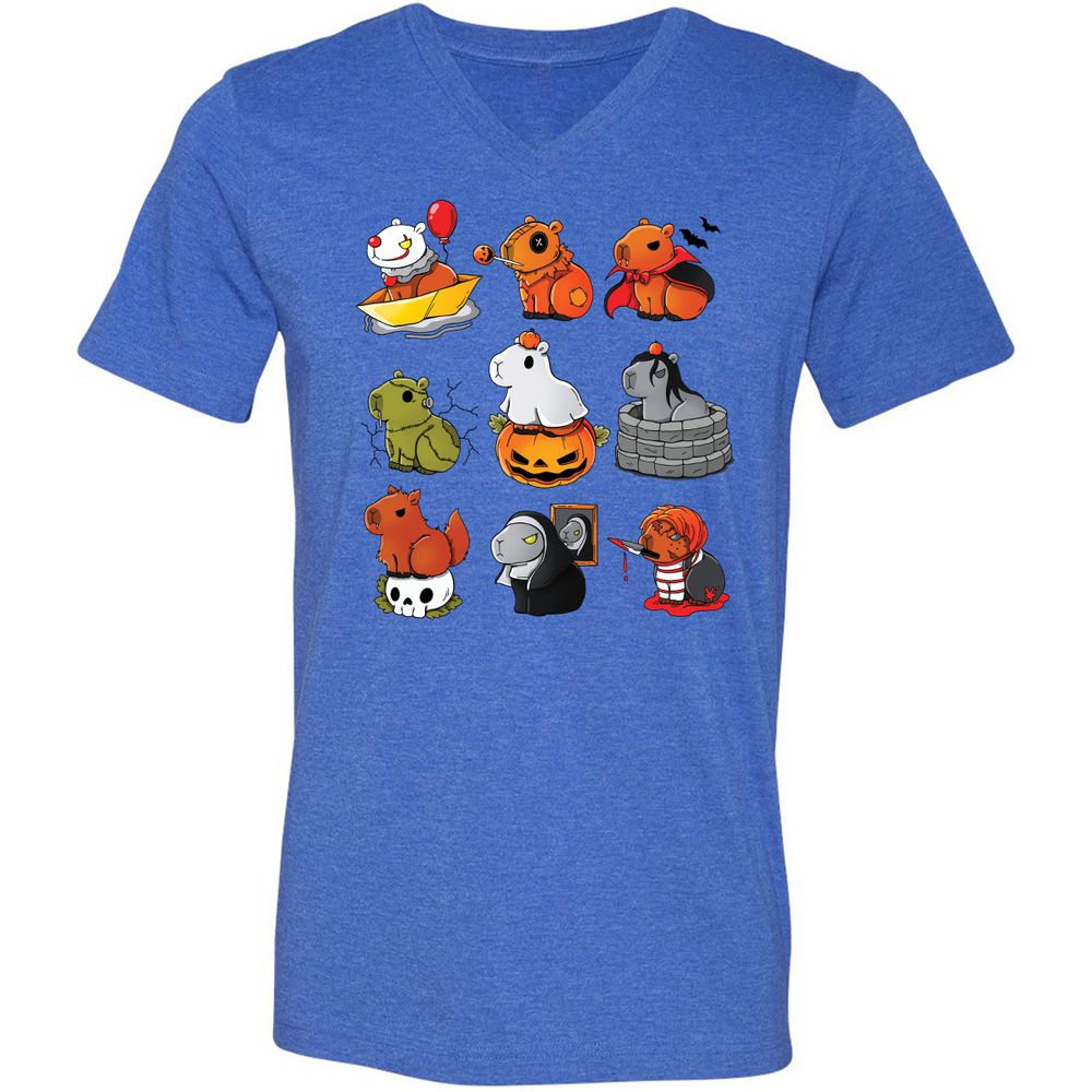 Unisex V-Neck T-Shirt - ZKGSTA7R - Heather True Royal - 14