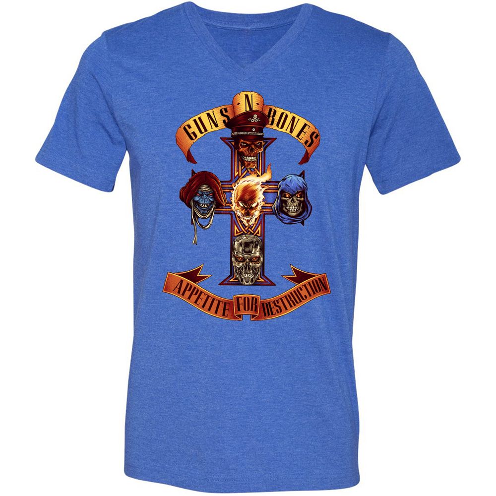 Unisex V-Neck T-Shirt - B4HSGPCG - Heather True Royal - 14