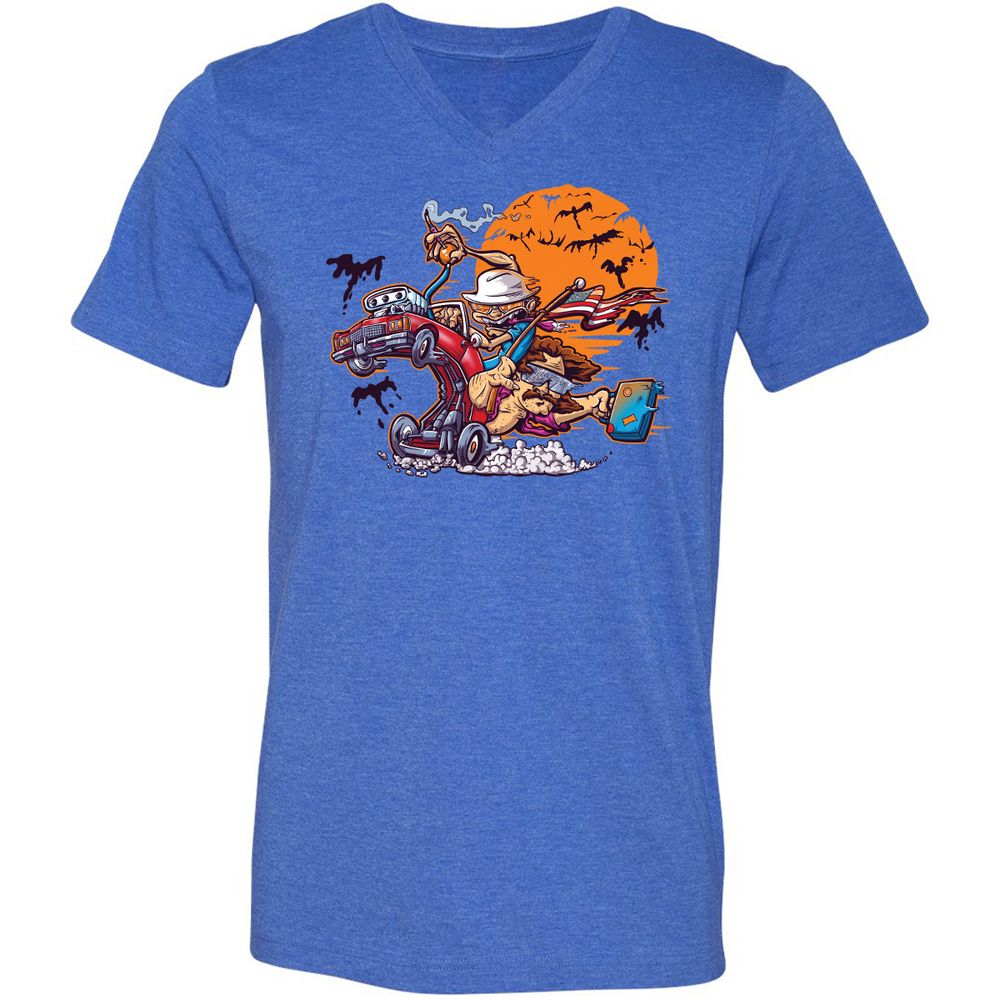 Unisex V-Neck T-Shirt - KZKCJ1RN - Heather True Royal - 14