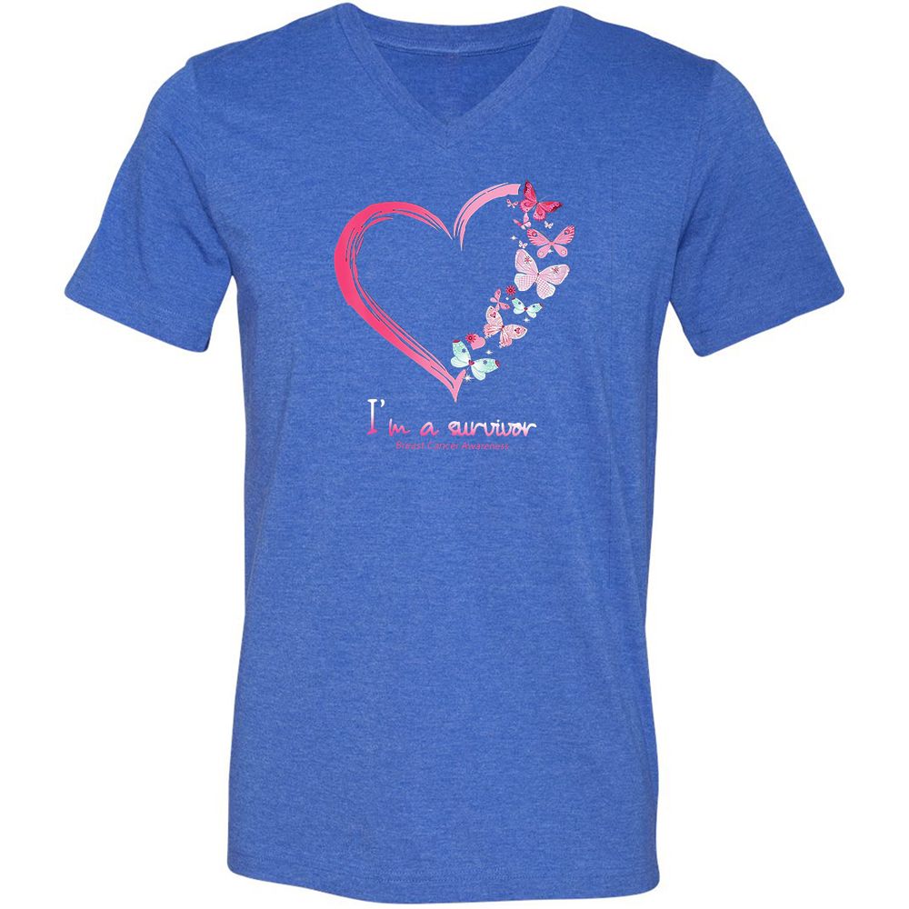 Unisex V-Neck T-Shirt - BWBBQZCD - Heather True Royal - 14
