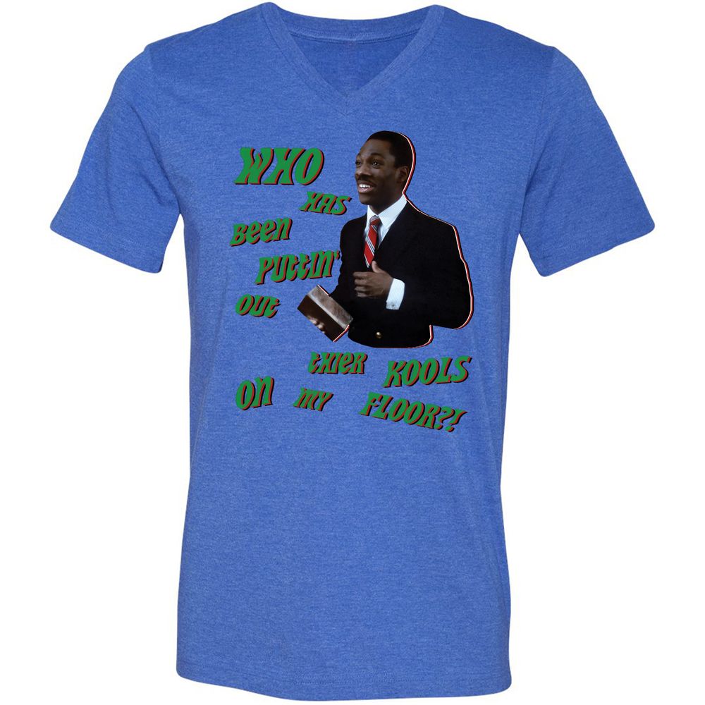 Unisex V-Neck T-Shirt - Q5ZMAA7L - Heather True Royal - 14
