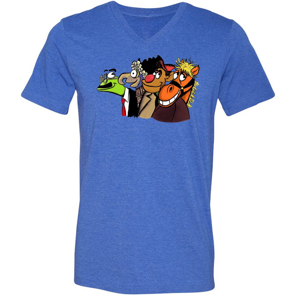 Unisex V-Neck T-Shirt - F55KCSVX - Heather True Royal - 14