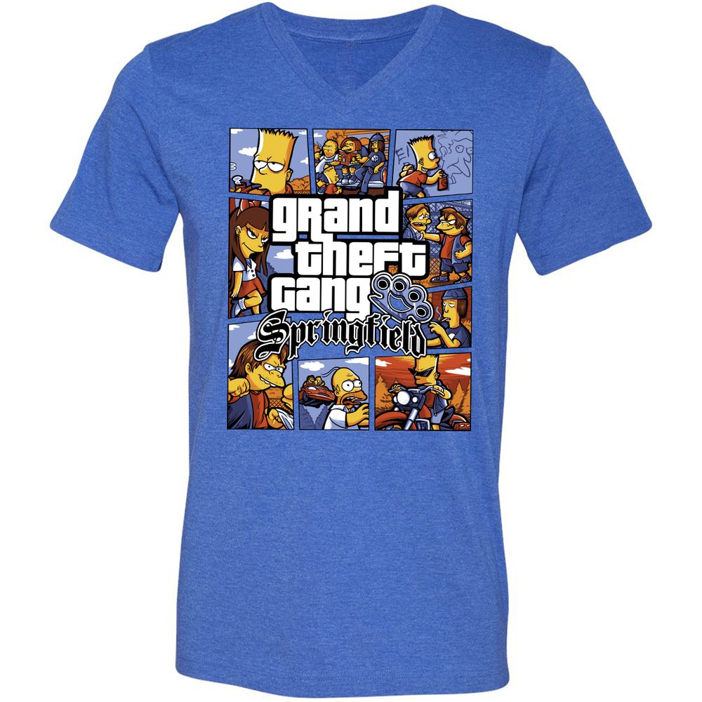 Unisex V-Neck T-Shirt - 3RN1RZFQ - Heather True Royal - 14