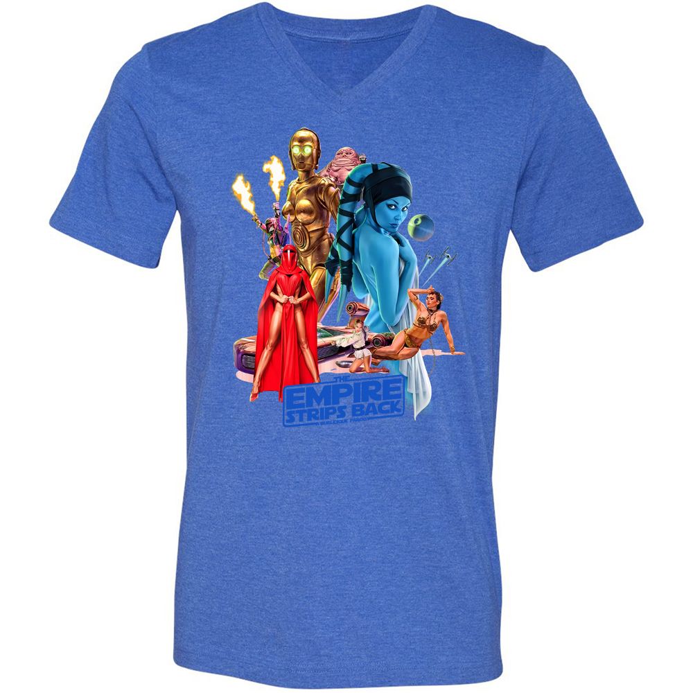 Unisex V-Neck T-Shirt - HRNSACBB - Heather True Royal - 14